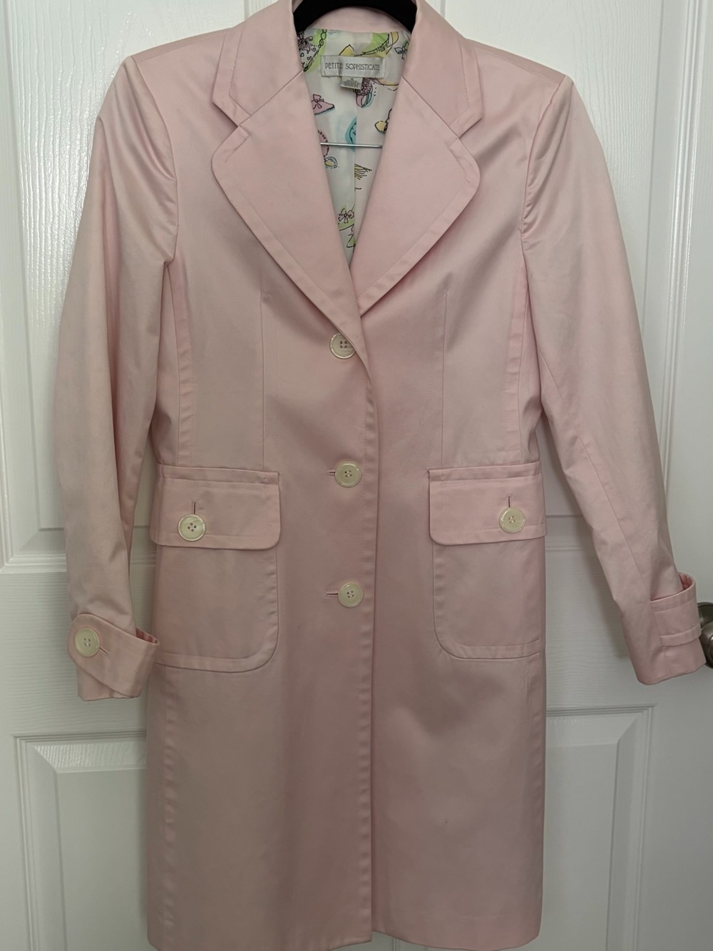 Petite Sophisticate Pale Pink Single-Breasted Trench Coat